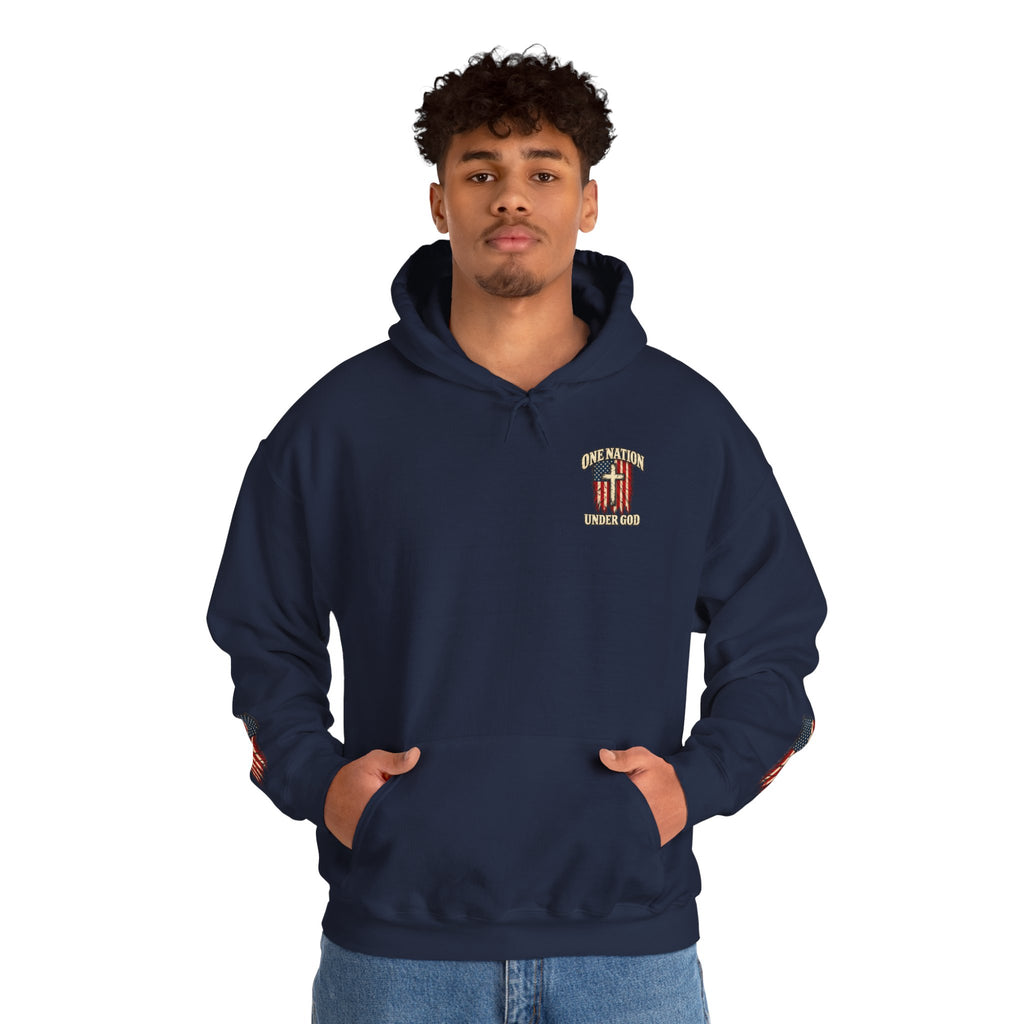 One Nation Under God Patriotic Cross Hoodie