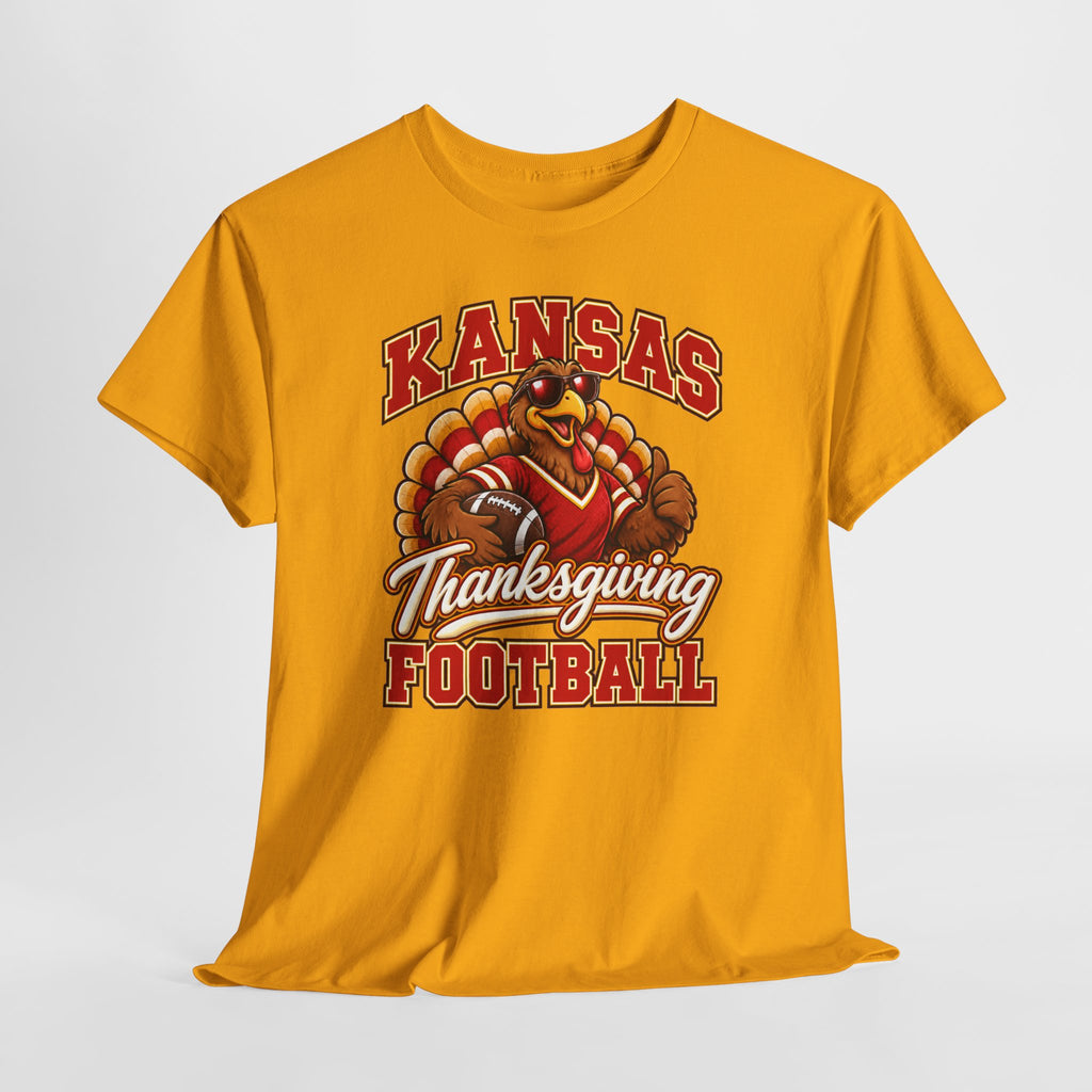 Kansas Thanksgiving Football T‑Shirt — Turkey Mascot Holiday Game Tee