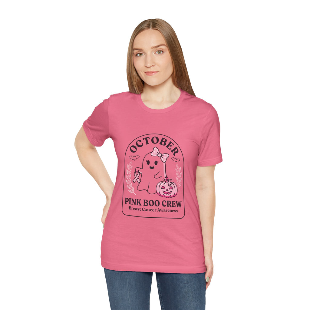 October Pink Boo Crew Tee — Breast Cancer Awareness Ghost T-Shirt