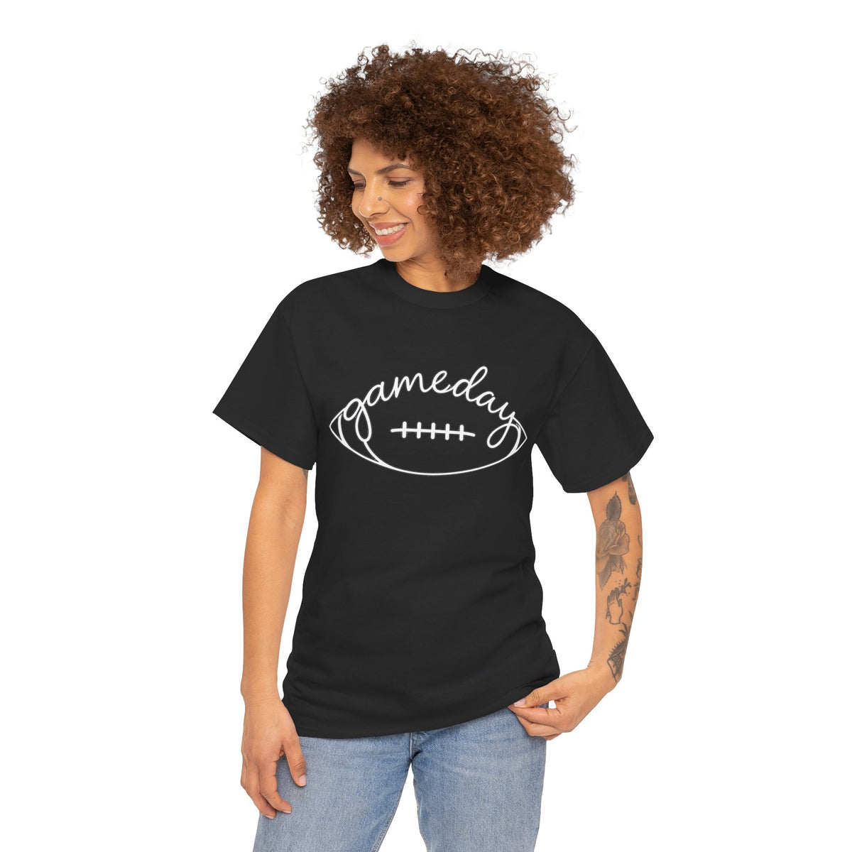 Gameday Football Tee — 'gameday' Script Football Graphic T-Shirt