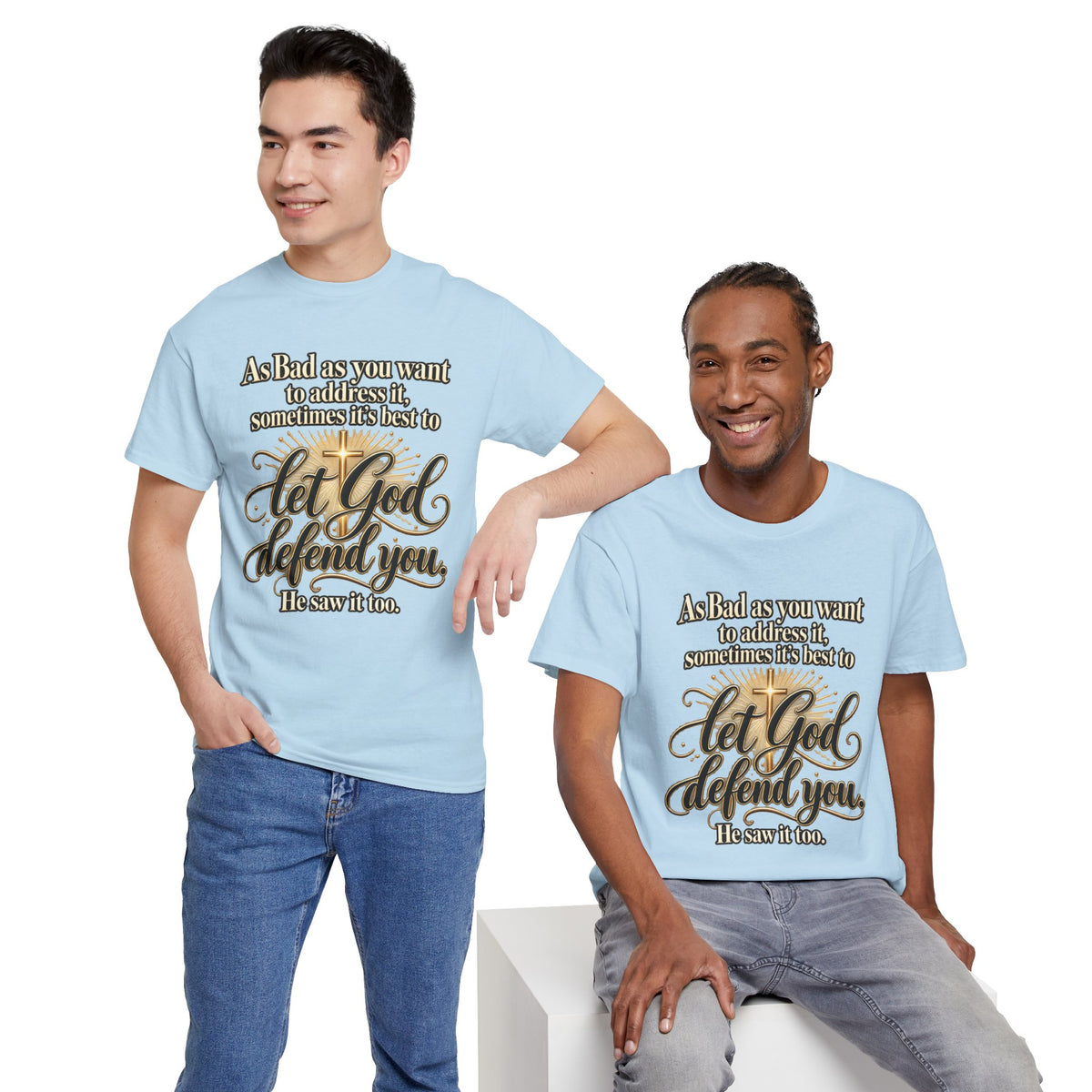 Let God Defend You Inspirational Christian T-Shirt