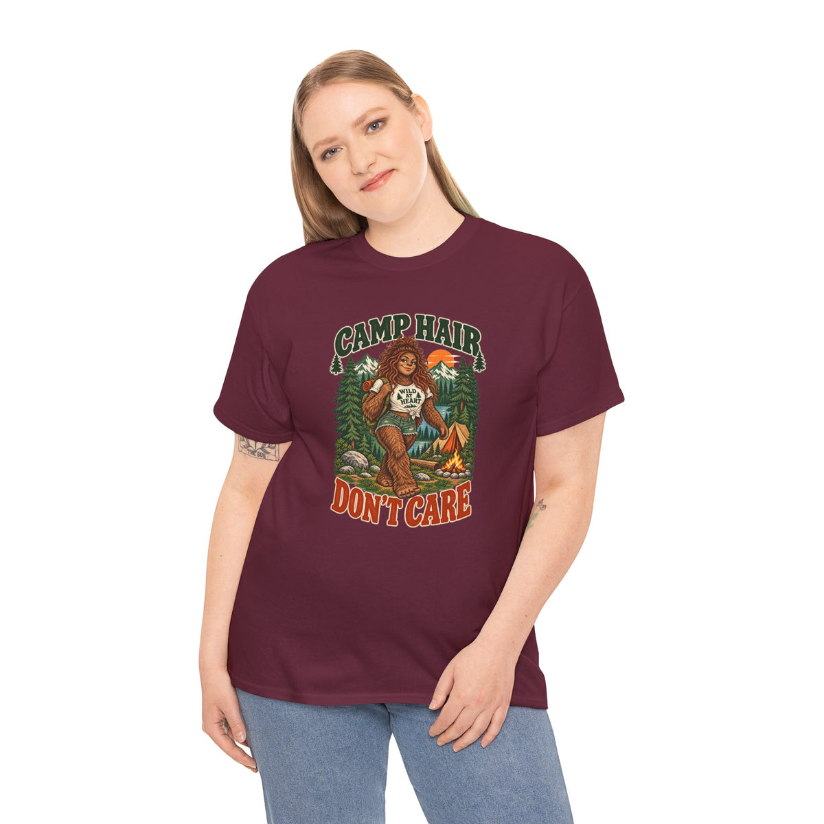 Camp Hair Don't Care T-Shirt — Retro Camping Graphic Tee