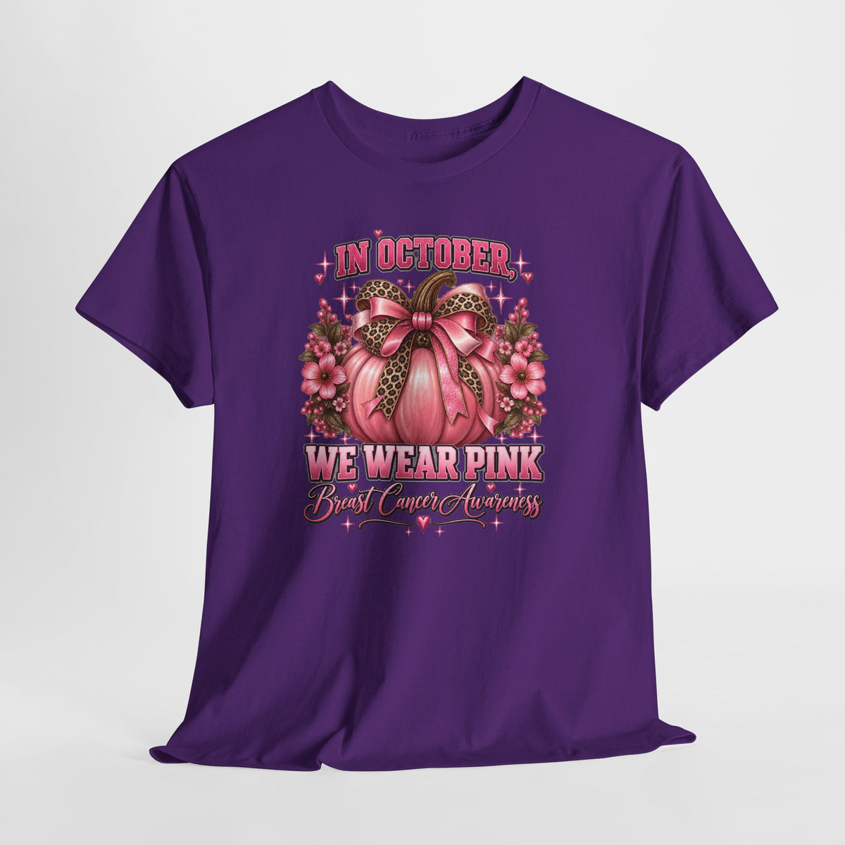 Breast Cancer Awareness T-Shirt — "In October We Wear Pink" Pumpkin Design