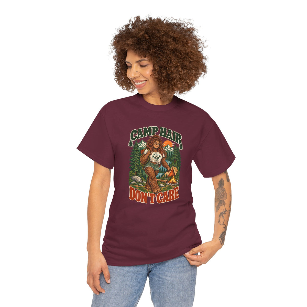 Camp Hair Don't Care T-Shirt — Retro Camping Graphic Tee