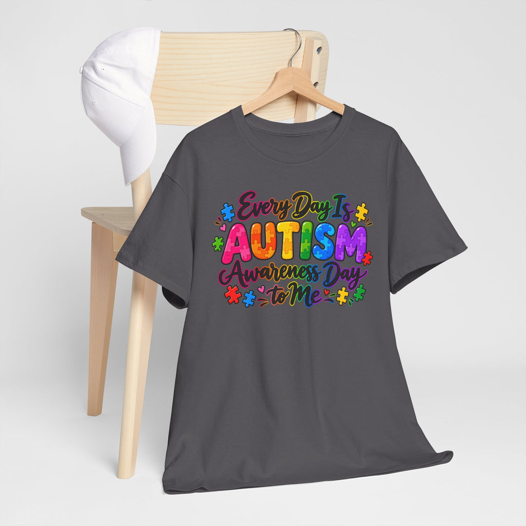 Autism Awareness T-Shirt — "Every Day Is Autism Awareness Day to Me" Colorful Puzzle Tee