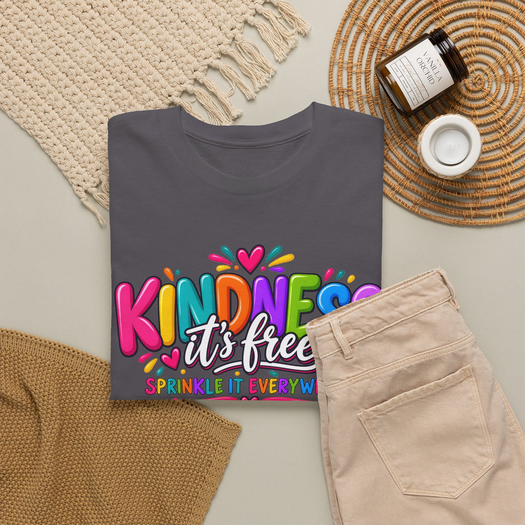 Kindness Is Free Rainbow Tee — Cute Positive Message T-Shirt