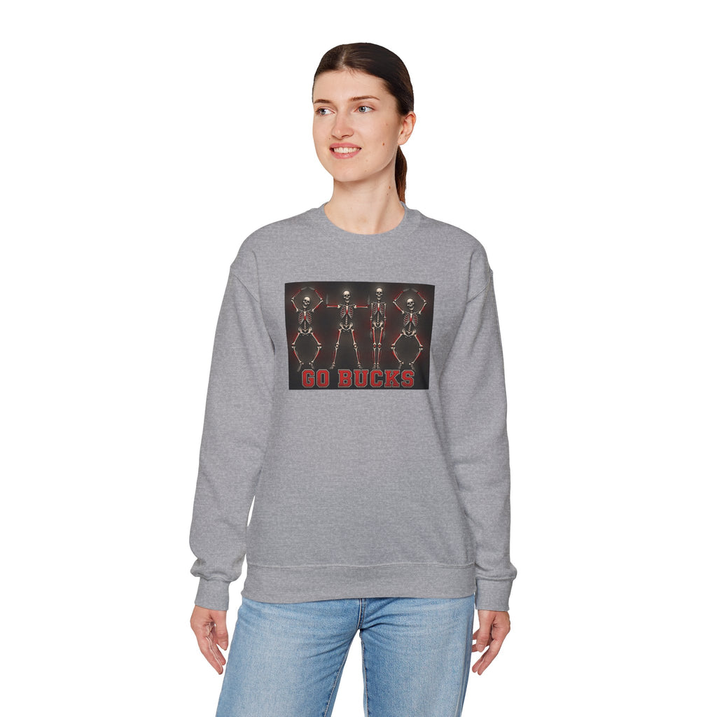 Crewneck Sweatshirt — 'Go Bucks' Dance Skeletons Graphic