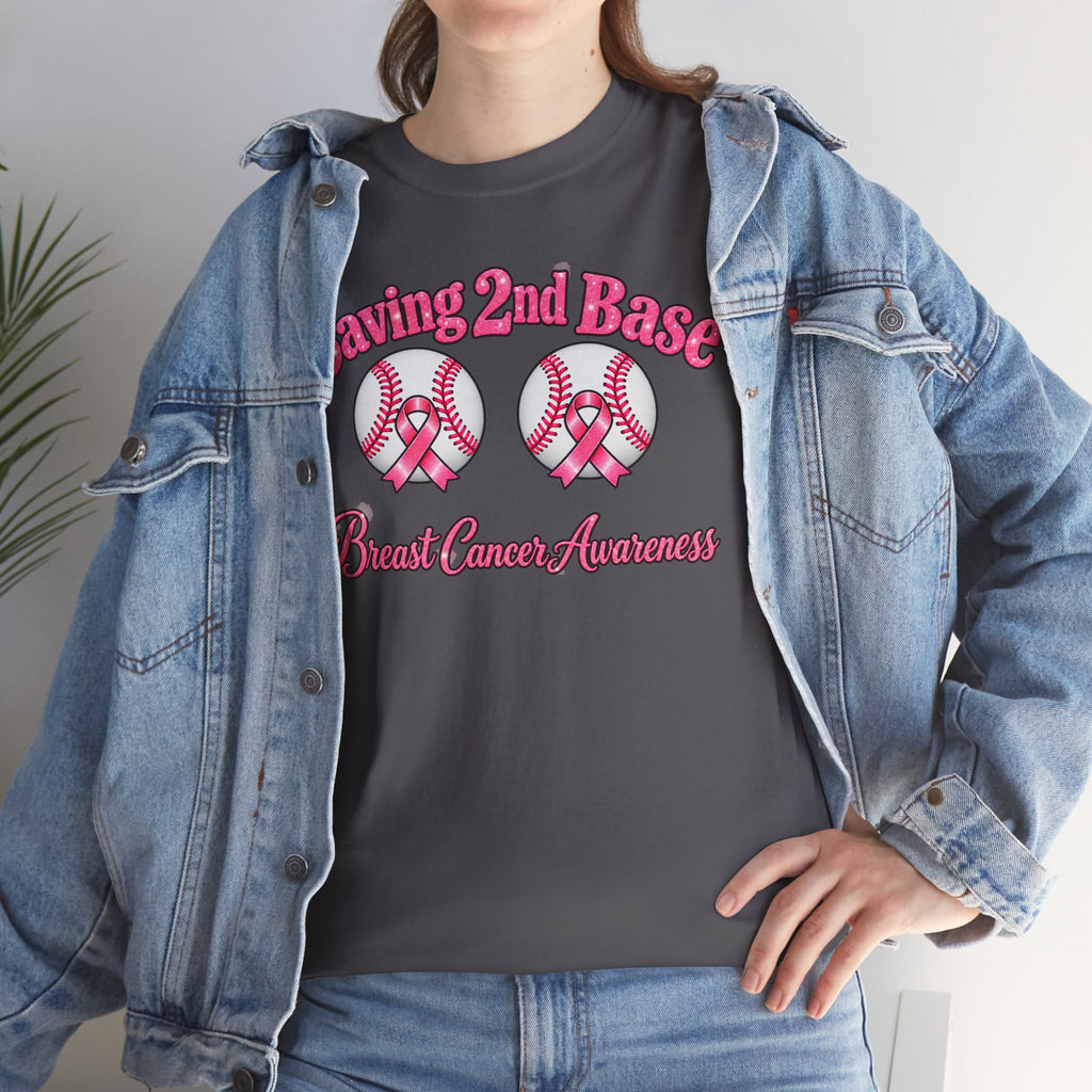 Saving 2nd Base Breast Cancer Awareness T-Shirt