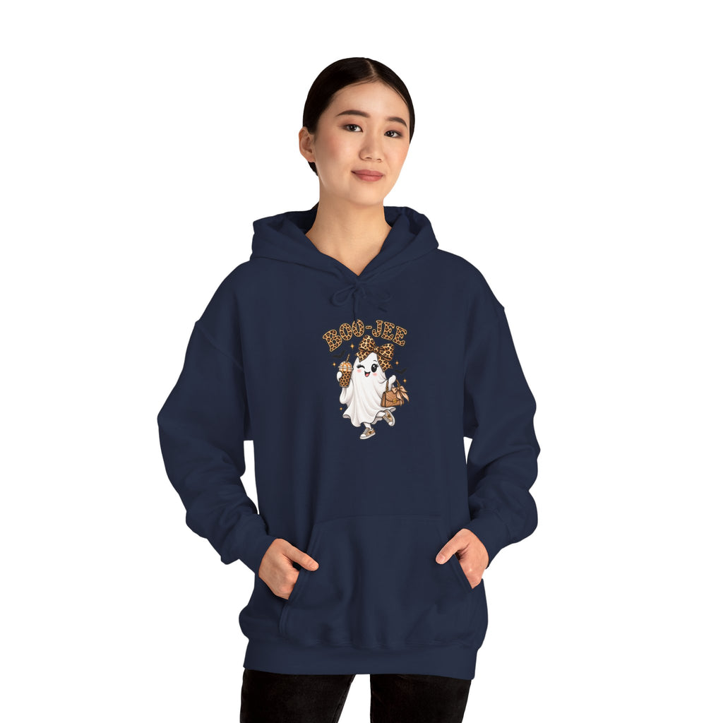 Leopard Bow Ghost Hoodie — Cute Halloween Pumpkin Sweatshirt