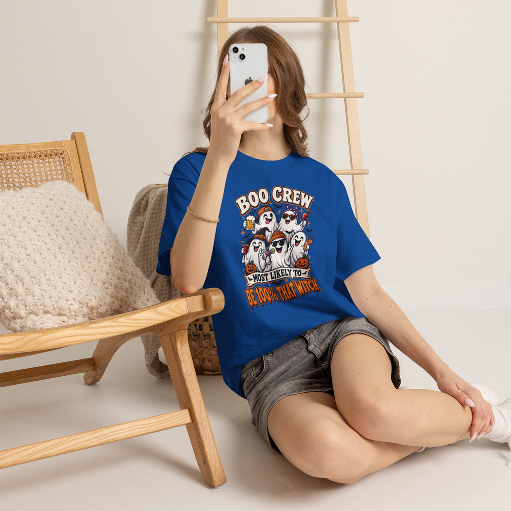 Boo Crew Halloween T-Shirt – "Most Likely To Be 100% That Witch" Ghosts Tee