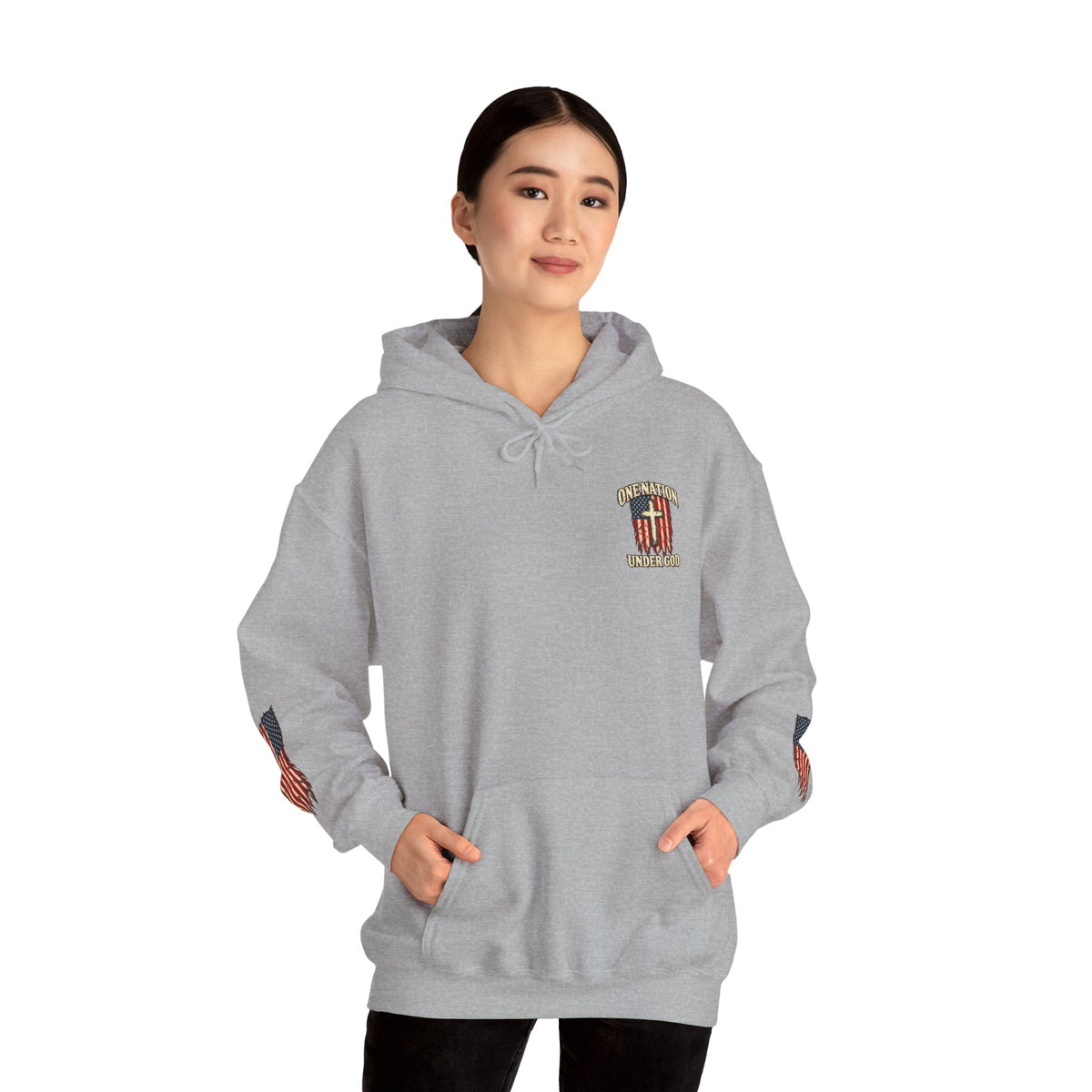 One Nation Under God Patriotic Cross Hoodie