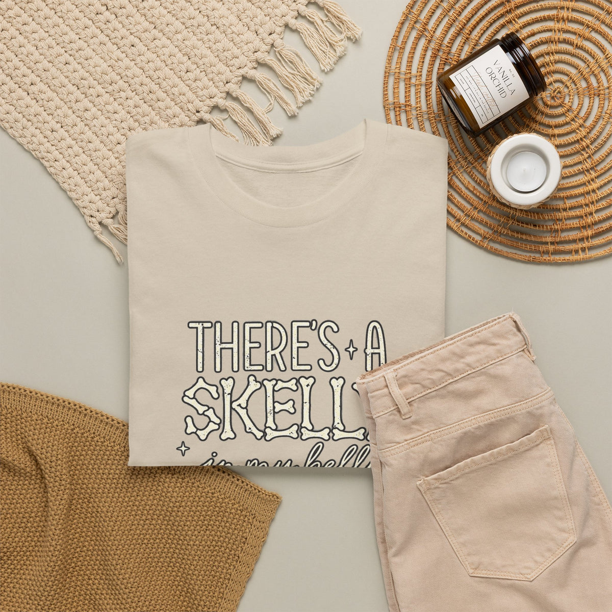 Skeleton Heart T‑Shirt — "There's a Skelly in My Belly" Cute Halloween Tee