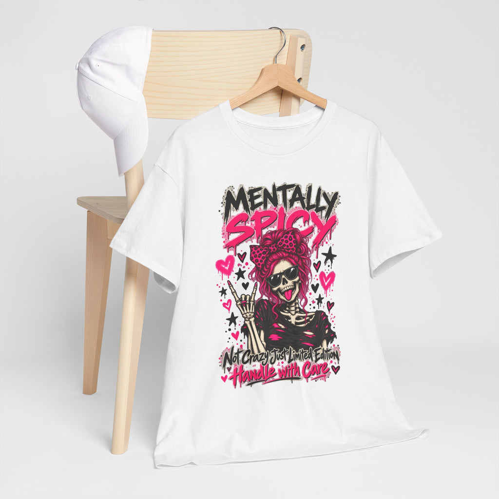 Mentally Spicy Skeleton Graphic T-Shirt