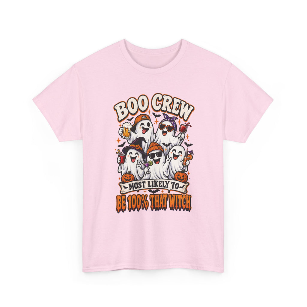 Boo Crew Halloween T-Shirt – "Most Likely To Be 100% That Witch" Ghosts Tee