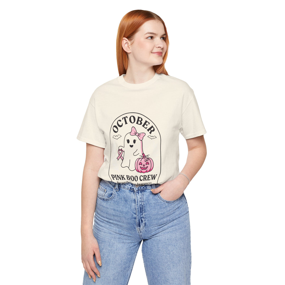 October Pink Boo Crew Tee — Breast Cancer Awareness Ghost T-Shirt