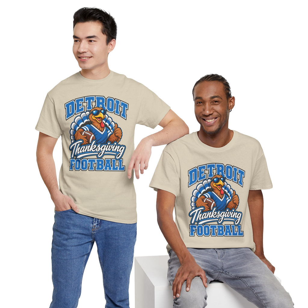 Detroit Thanksgiving Football Tee — Turkey Mascot Game Day Shirt