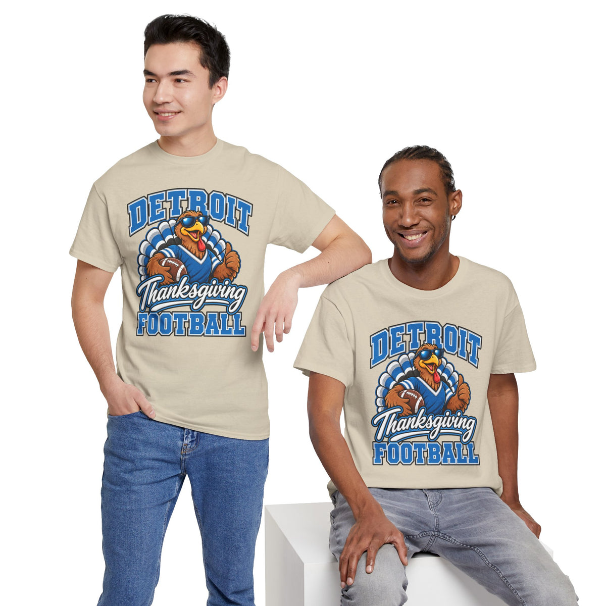 Detroit Thanksgiving Football Tee — Turkey Mascot Game Day Shirt
