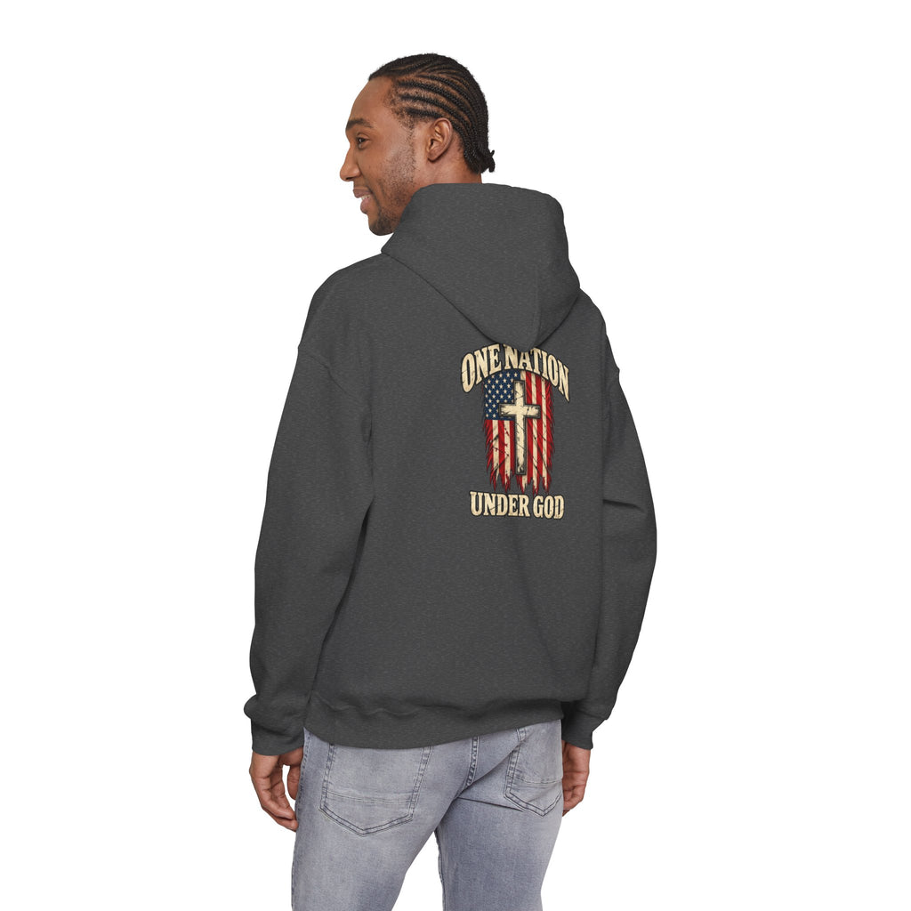 One Nation Under God Patriotic Cross Hoodie
