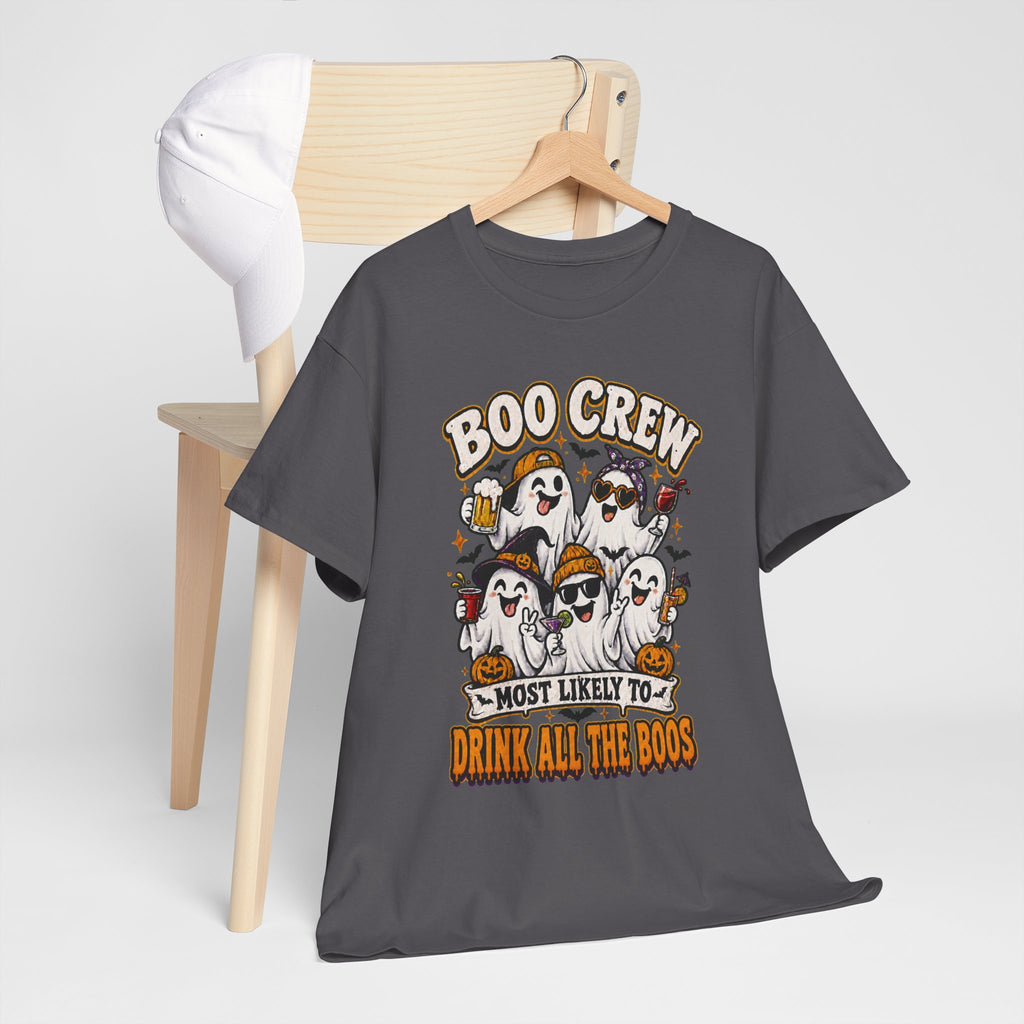 Boo Crew Halloween Tee — “Most Likely To Drink All The Boos” Ghost Party Shirt