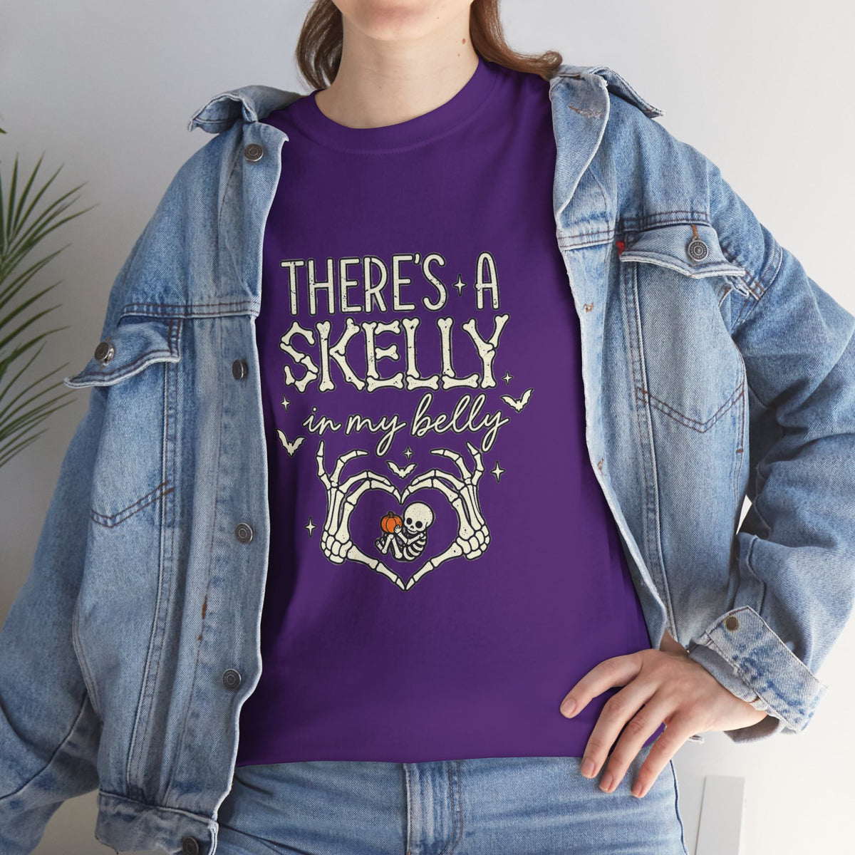 Skeleton Heart T‑Shirt — "There's a Skelly in My Belly" Cute Halloween Tee