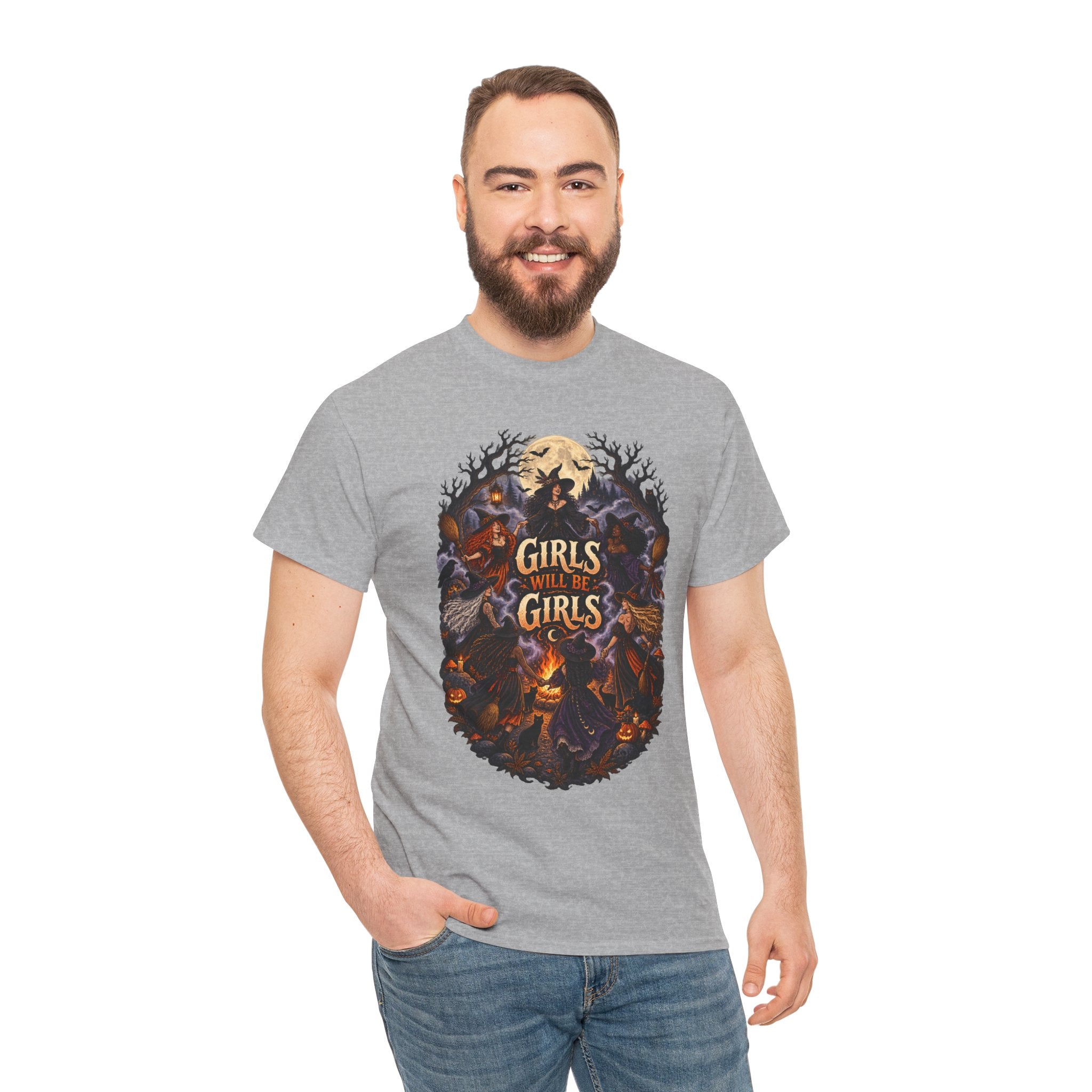 Girls Will Be Girls T-Shirt — Witchy Campfire Illustration Tee