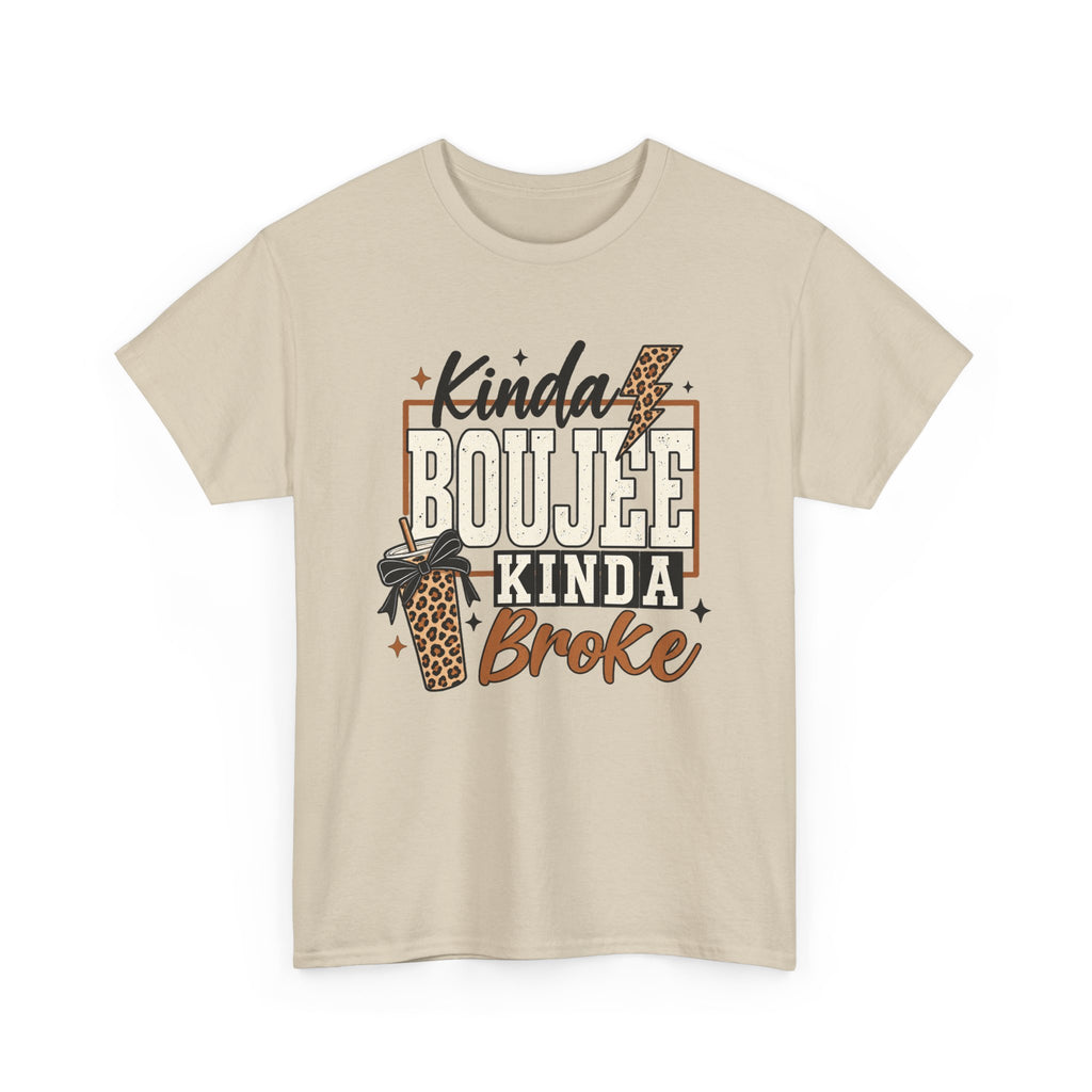 Kinda Boujee Kinda Broke Tee — Leopard Coffee Cup Graphic Shirt