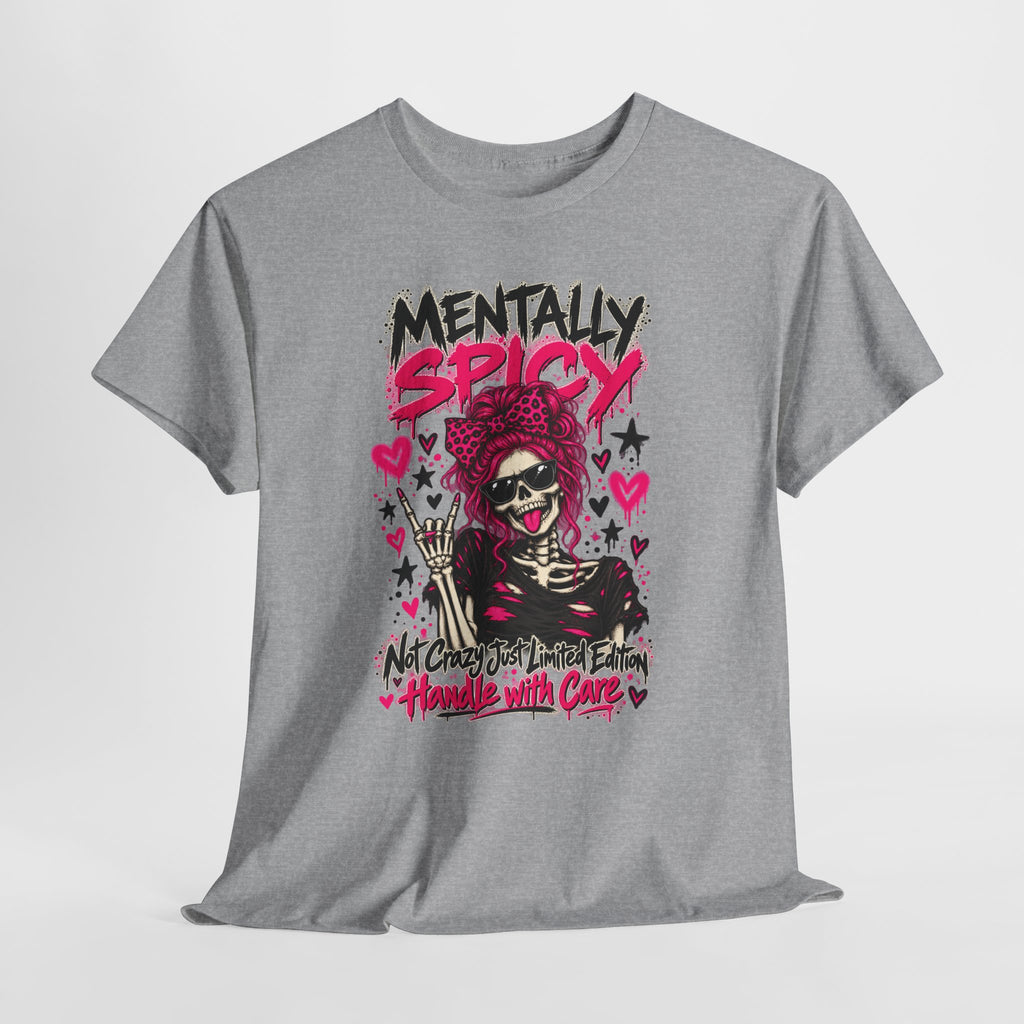 Mentally Spicy Skeleton Graphic T-Shirt