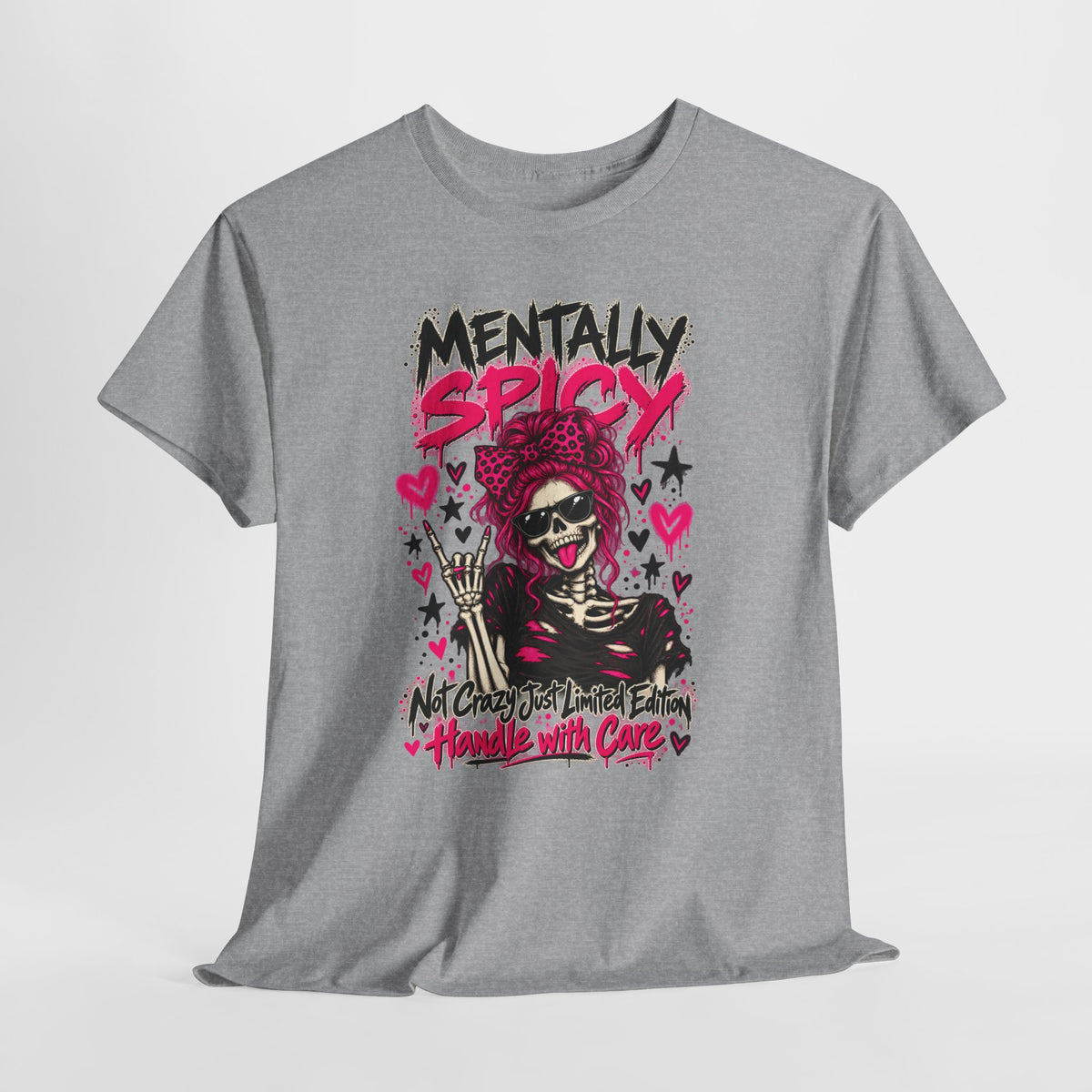 Mentally Spicy Skeleton Graphic T-Shirt