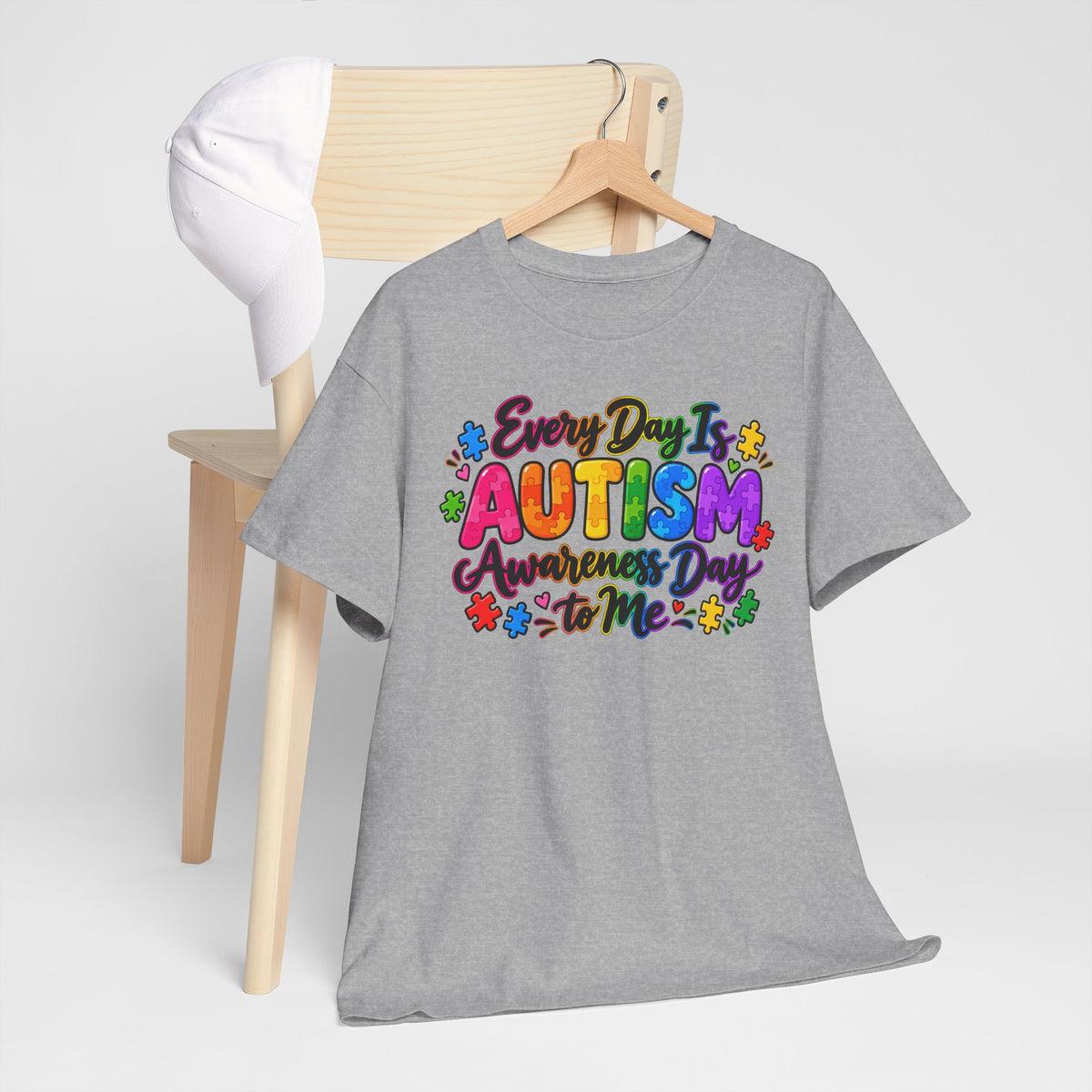 Autism Awareness T-Shirt — "Every Day Is Autism Awareness Day to Me" Colorful Puzzle Tee