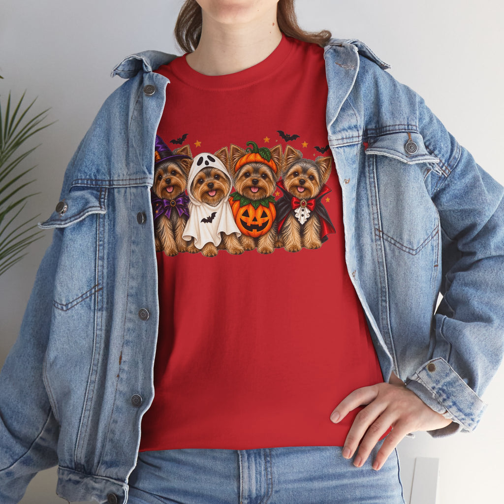 Halloween Yorkie T-Shirt — Cute Yorkies in Costumes (Pumpkin, Ghost, Witch, Vampire)