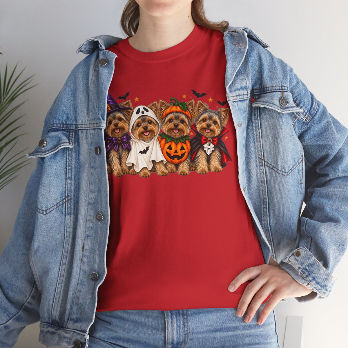 Halloween Yorkie T-Shirt — Cute Yorkies in Costumes (Pumpkin, Ghost, Witch, Vampire)