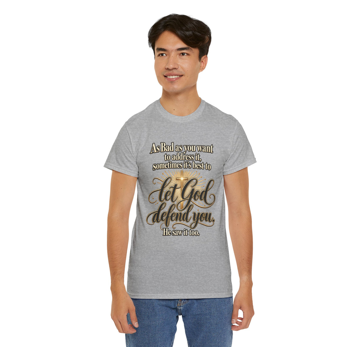 Let God Defend You Inspirational Christian T-Shirt