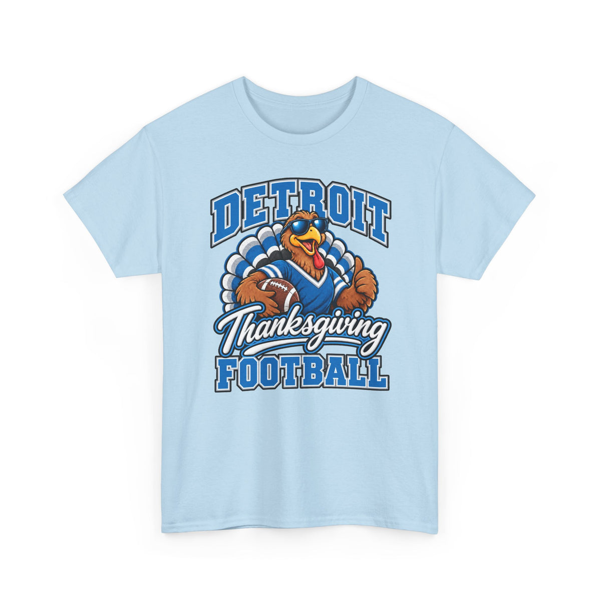 Detroit Thanksgiving Football Tee — Turkey Mascot Game Day Shirt