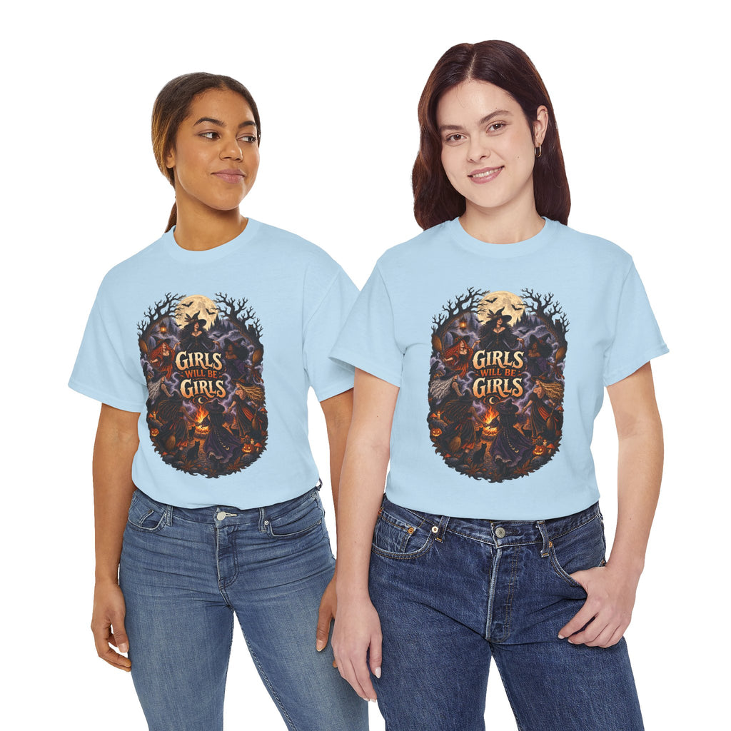 Girls Will Be Girls T-Shirt — Witchy Campfire Illustration Tee