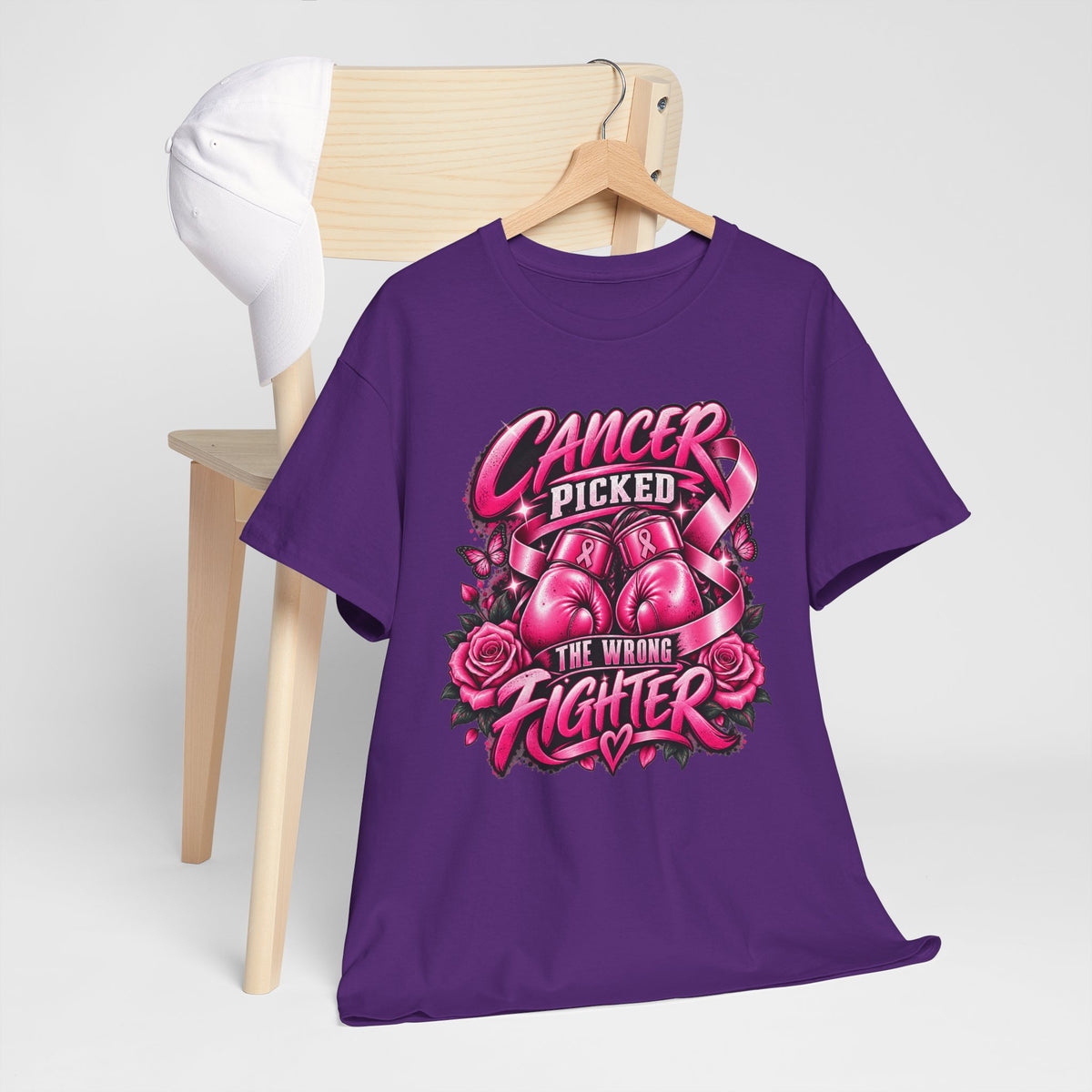 Cancer Picked The Wrong Fighter T-Shirt — Breast Cancer Awareness Support Tee