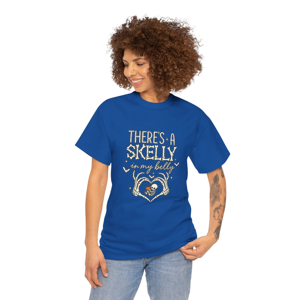 Skeleton Heart T‑Shirt — "There's a Skelly in My Belly" Cute Halloween Tee