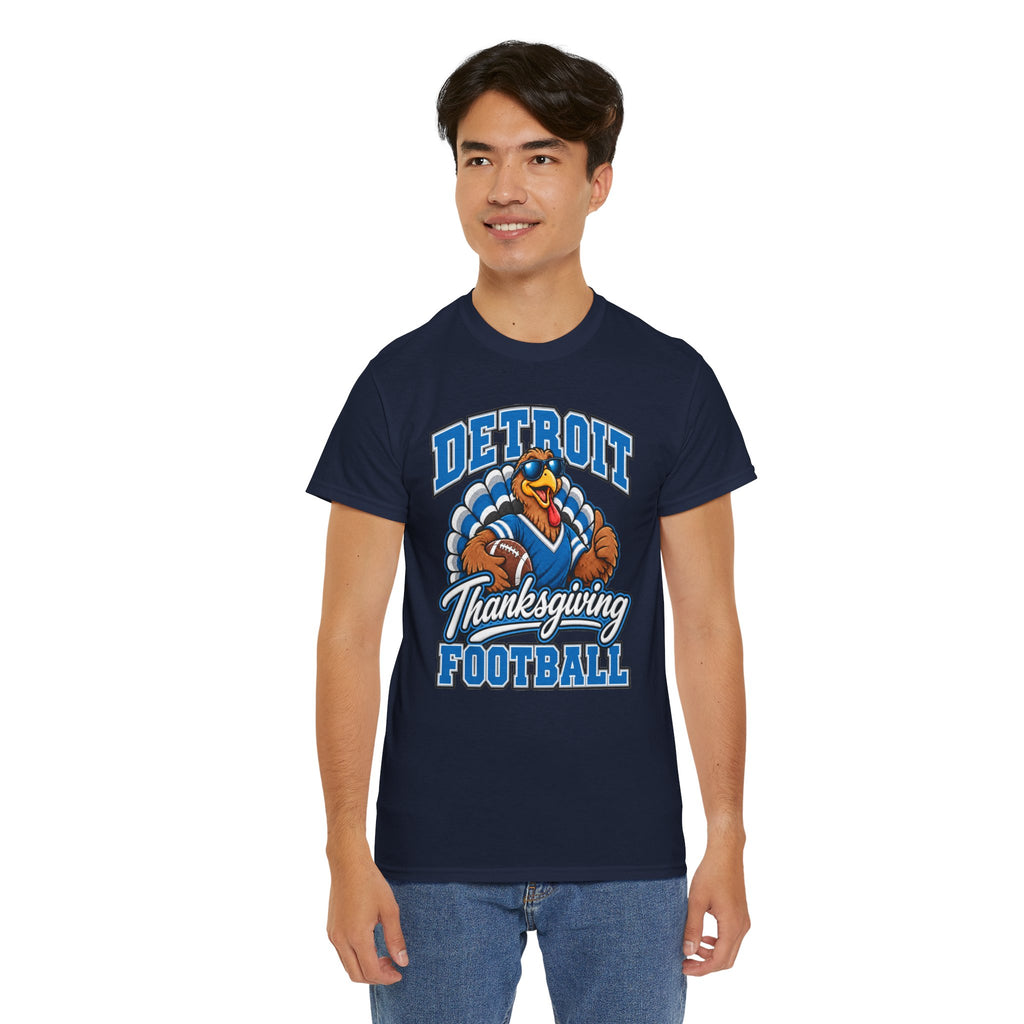 Detroit Thanksgiving Football Tee — Turkey Mascot Game Day Shirt
