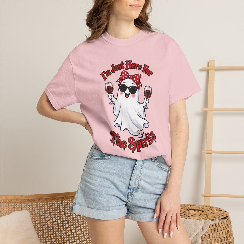 Wine Ghost T-Shirt — "I'm Just Here For The Spirits" Halloween Tee