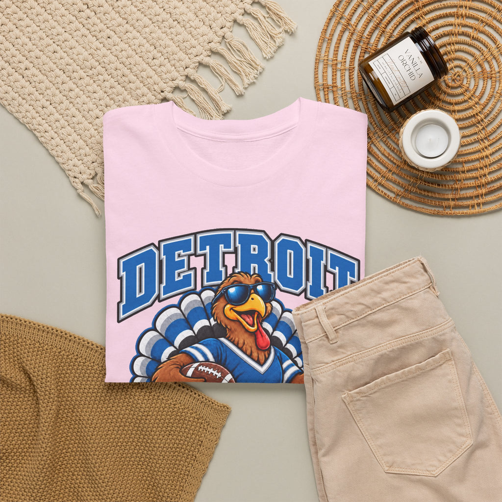 Detroit Thanksgiving Football Tee — Turkey Mascot Game Day Shirt