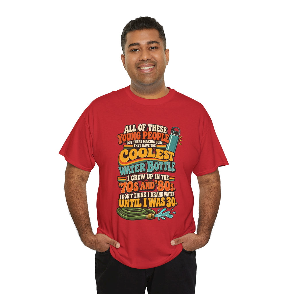 Retro 70s-80s Funny Water Bottle Tee — "Coolest Water Bottle" Graphic T-Shirt