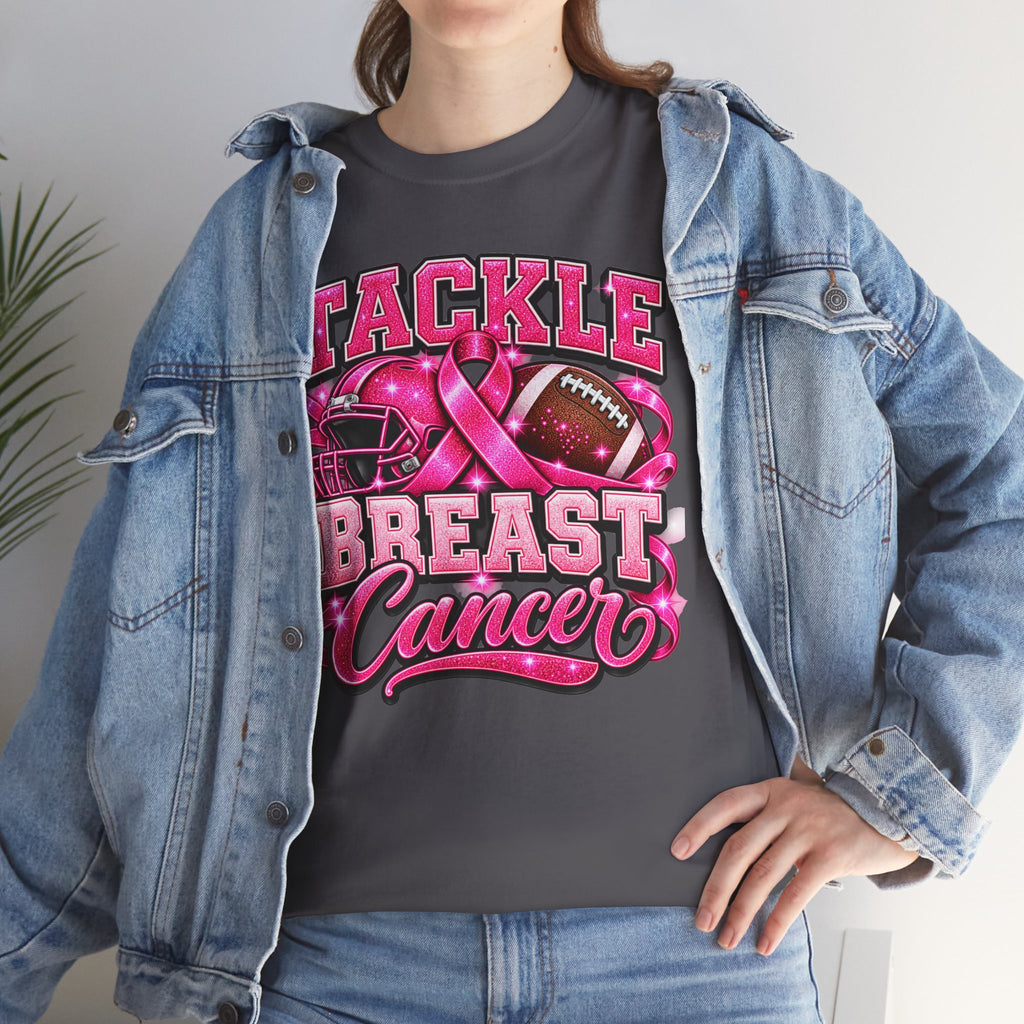 T-Shirt — "Tackle Breast Cancer" Pink Football Awareness Tee