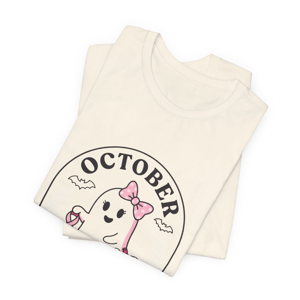 October Pink Boo Crew Tee — Breast Cancer Awareness Ghost T-Shirt