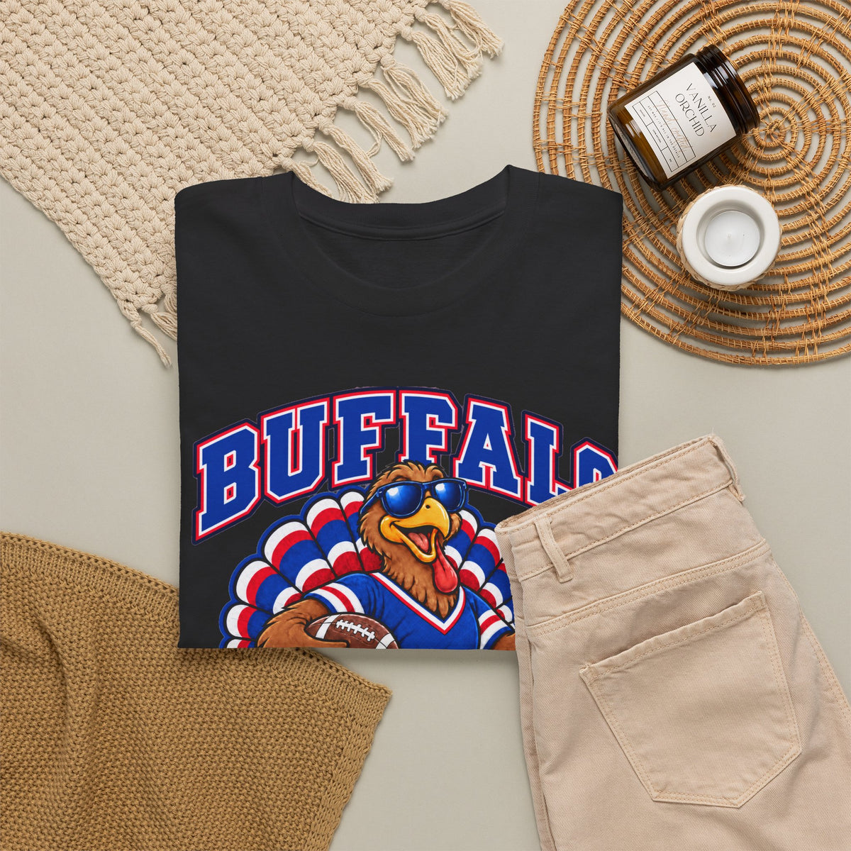 Buffalo Thanksgiving Football T-Shirt — Turkey Mascot Game Day Tee