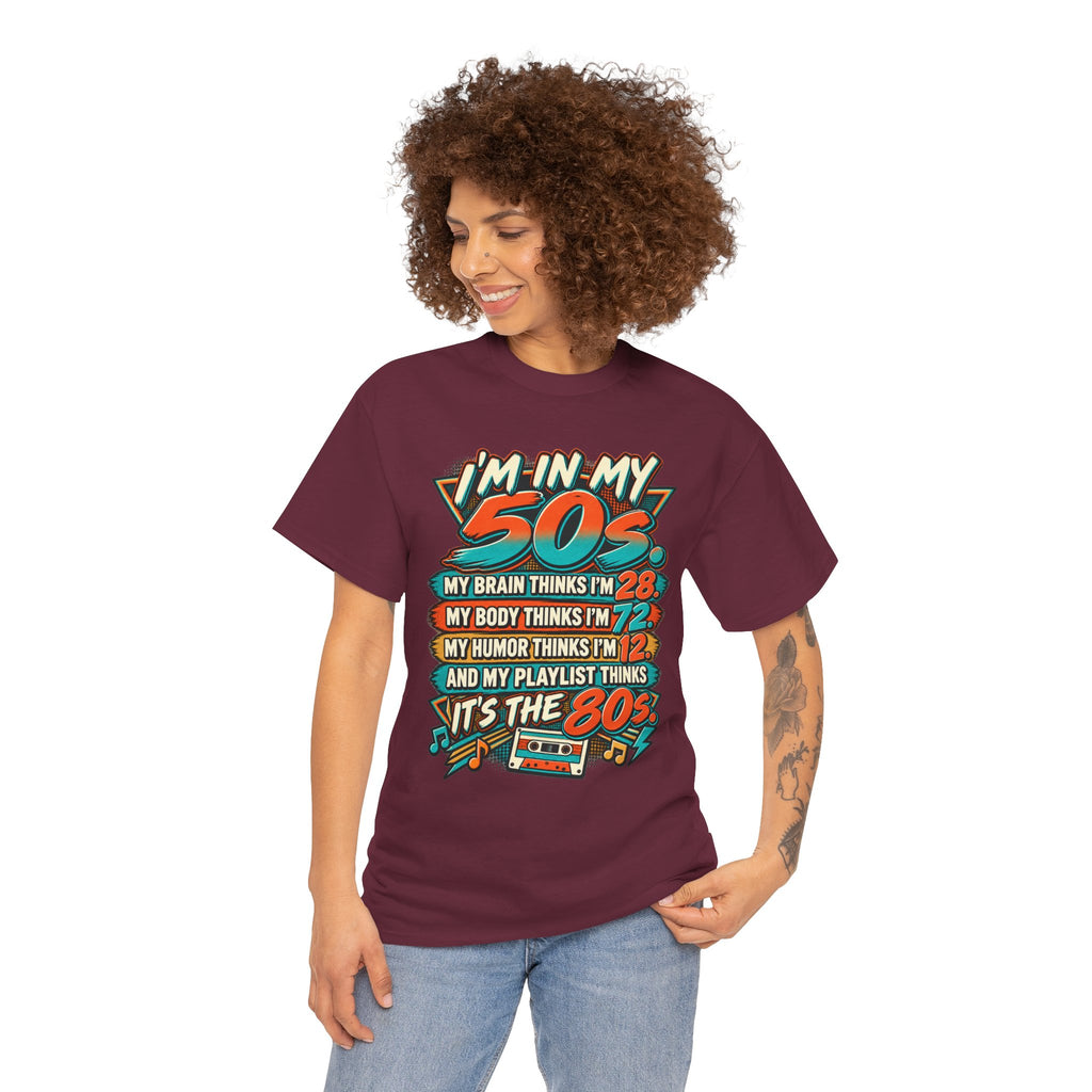 Retro 50s Birthday T‑Shirt — "I'm in My 50s" 80s Playlist Cassette Tee