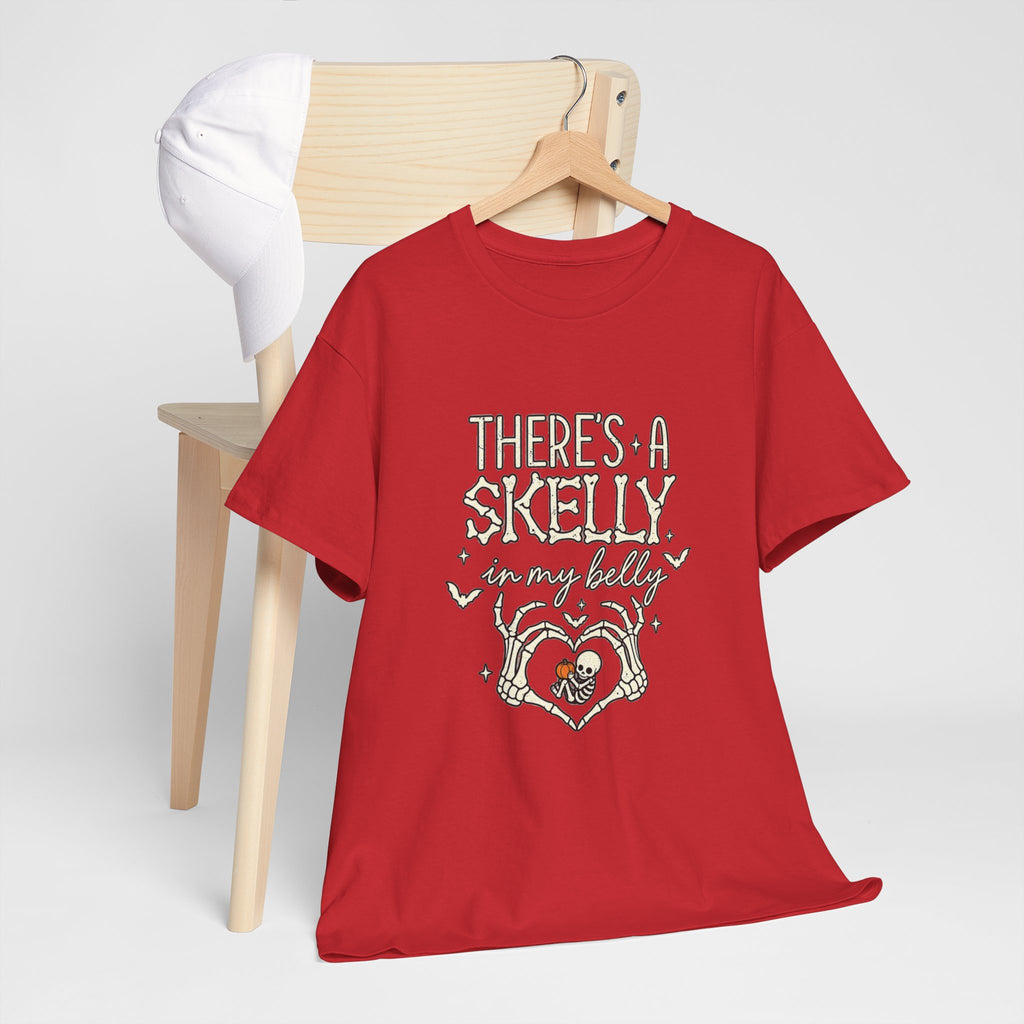 Skeleton Heart T‑Shirt — "There's a Skelly in My Belly" Cute Halloween Tee