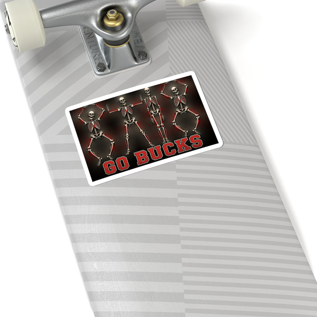 Go Bucks Skeleton Dance Sticker — Halloween Sports Fan Decal