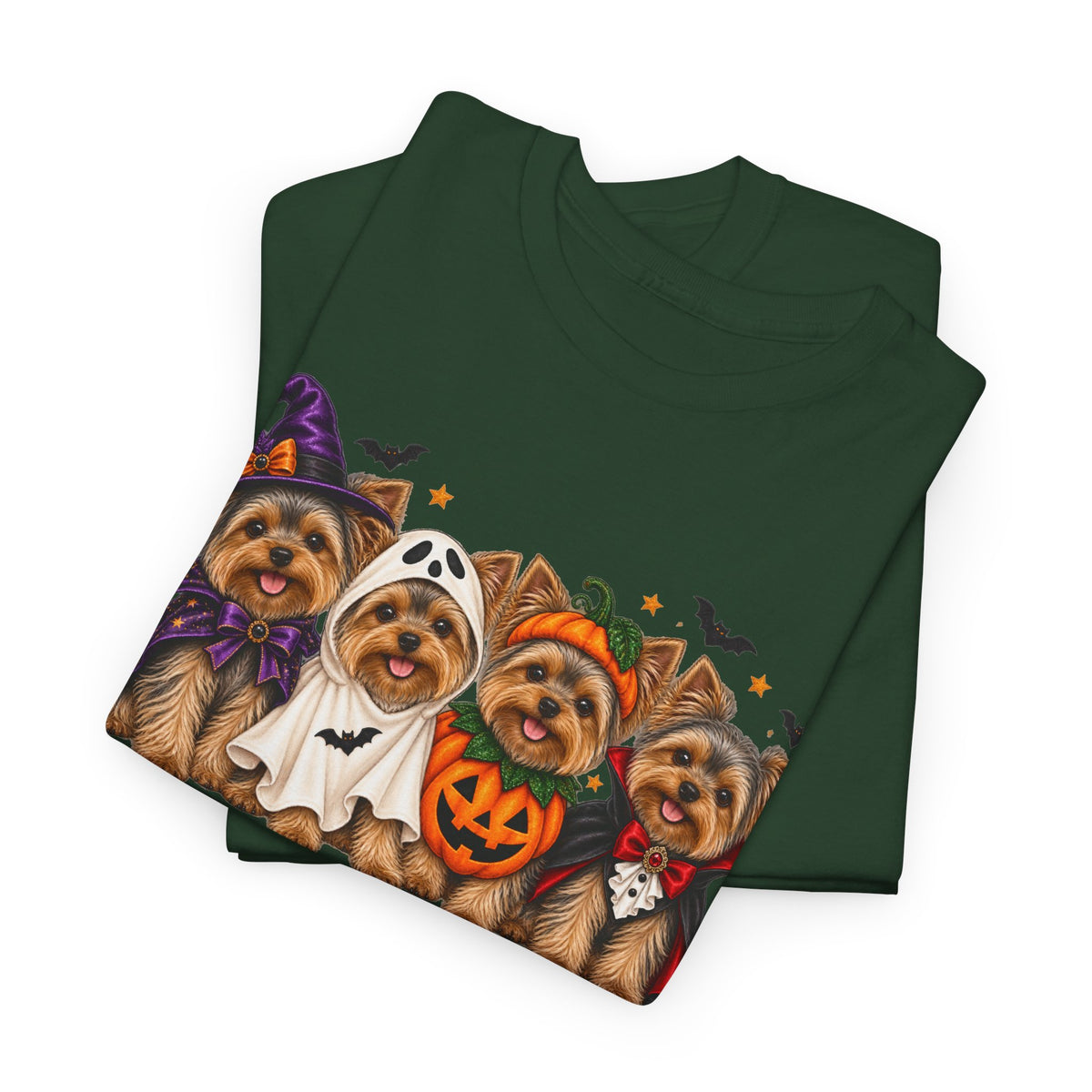 Halloween Yorkie T-Shirt — Cute Yorkies in Costumes (Pumpkin, Ghost, Witch, Vampire)