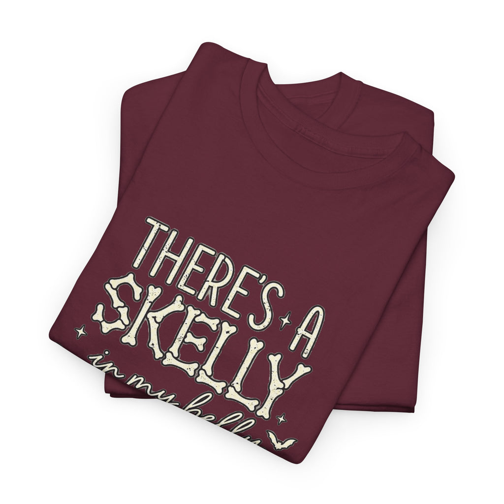 Skeleton Heart T‑Shirt — "There's a Skelly in My Belly" Cute Halloween Tee