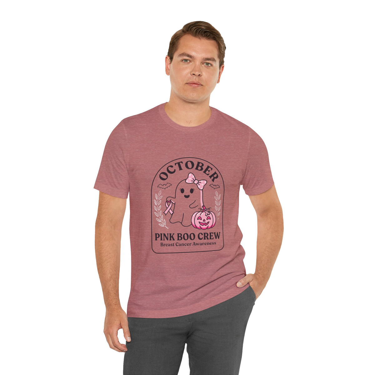 October Pink Boo Crew Tee — Breast Cancer Awareness Ghost T-Shirt