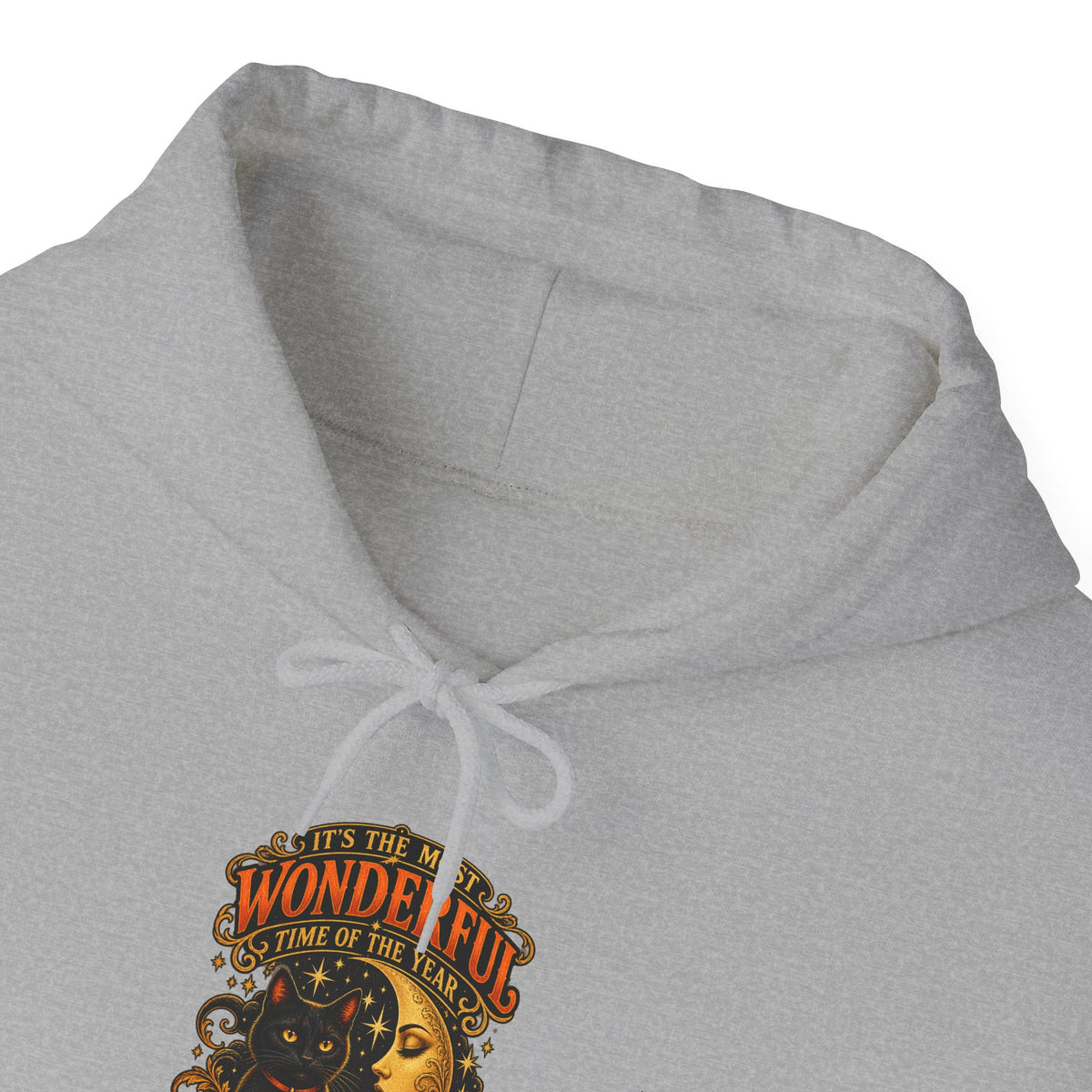 Halloween Black Cat Moon Hoodie – Vintage Pumpkin & Crescent Moon Fall Sweatshirt